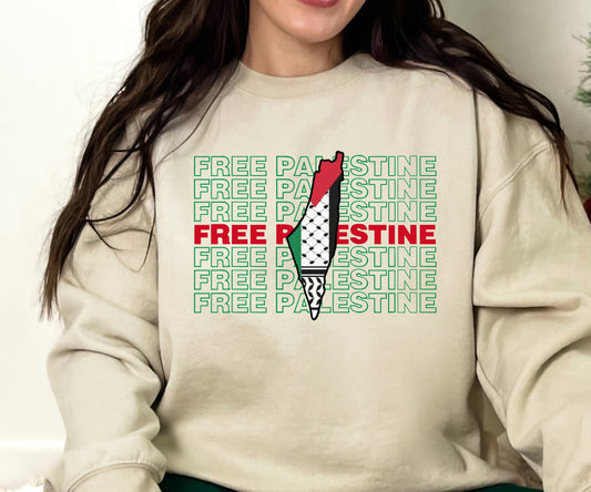 Free Palestine Repeated & Geography Sweater