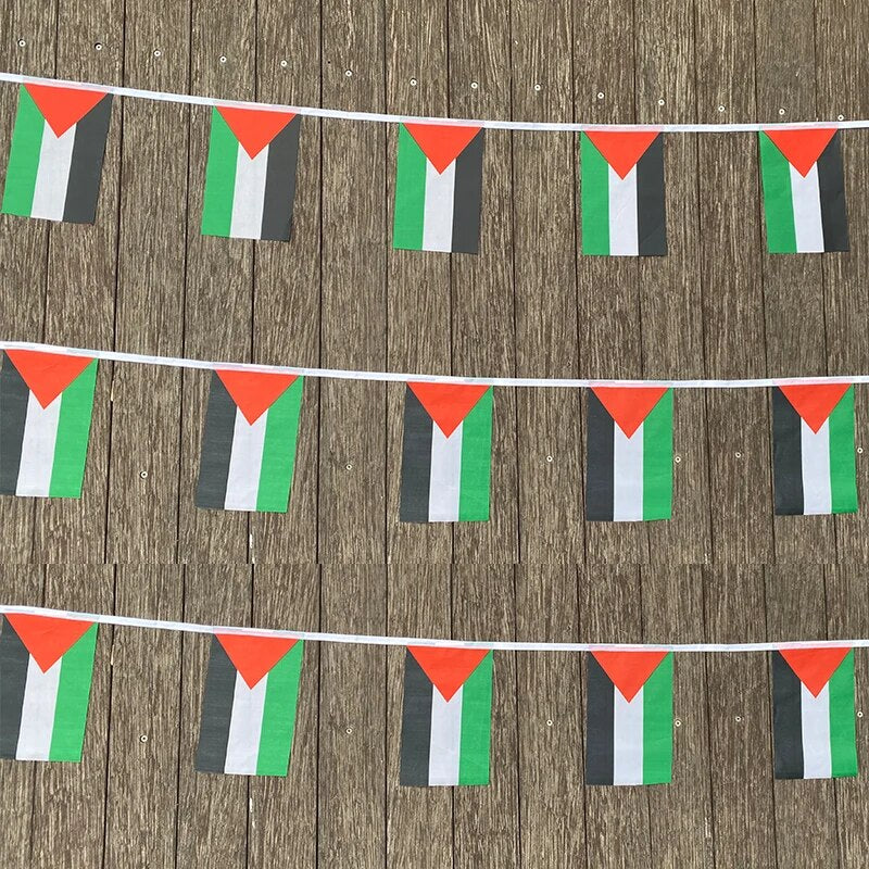 20 Pieces / 6 x 8 Inches (14 x 21 cm) String Banner Flags | Project Palestine