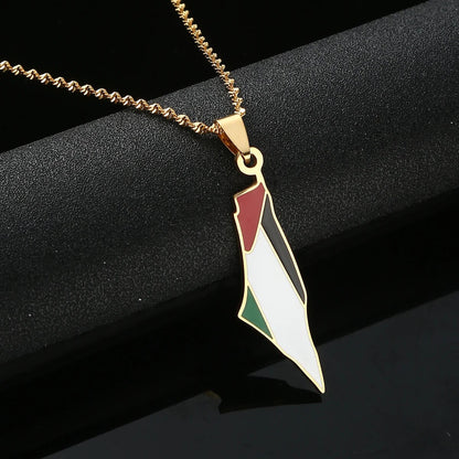 Gold / 20 inches (50 cm) Palestine Map in Geography Necklace/Chain | Project Palestine