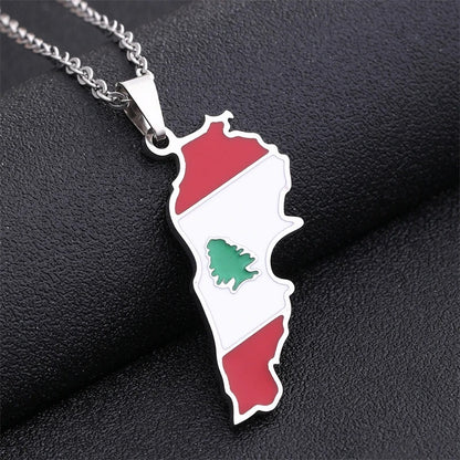 Lebanese Flag & Geography Necklace/Chain