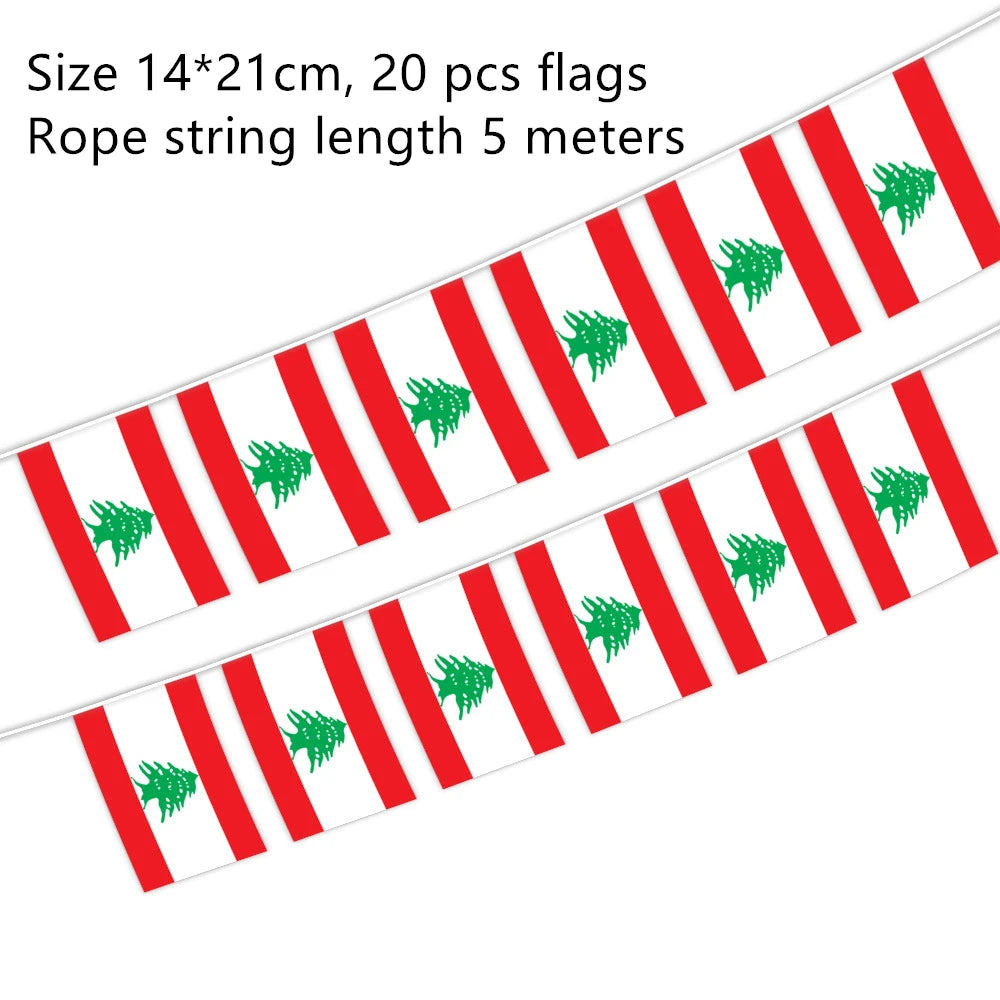 Lebanese String Banner Flags (20 Pieces)