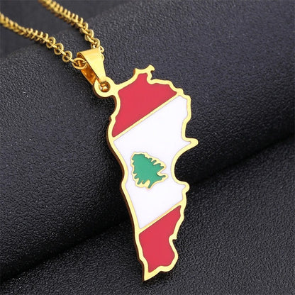 Lebanese Flag & Geography Necklace/Chain