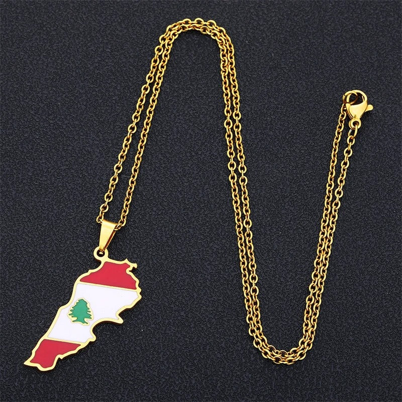 Lebanese Flag & Geography Necklace/Chain