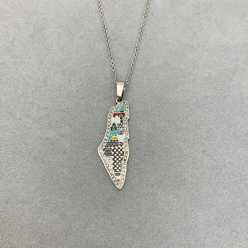 Colorful Palestine Geography Necklace/Chain