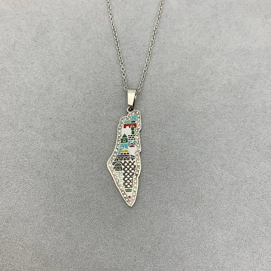 Colorful Palestine Geography Necklace/Chain