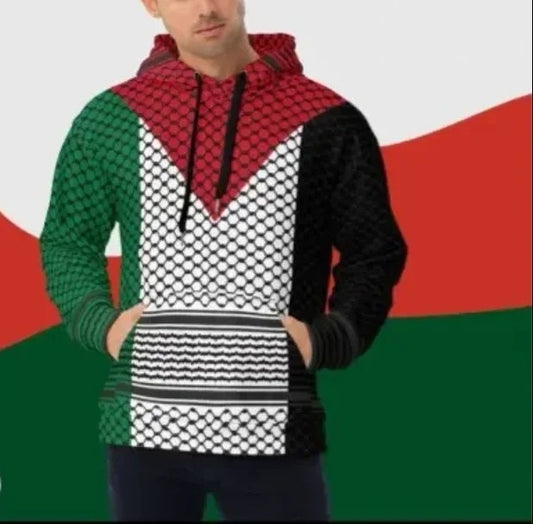 Palestine Flag & Keffiyeh Hoodie