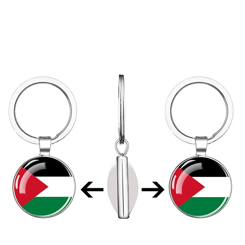 Double-sided / 2.3 Inches (5.8 cm) Palestine Circular Flag Key Chain | Project Palestine