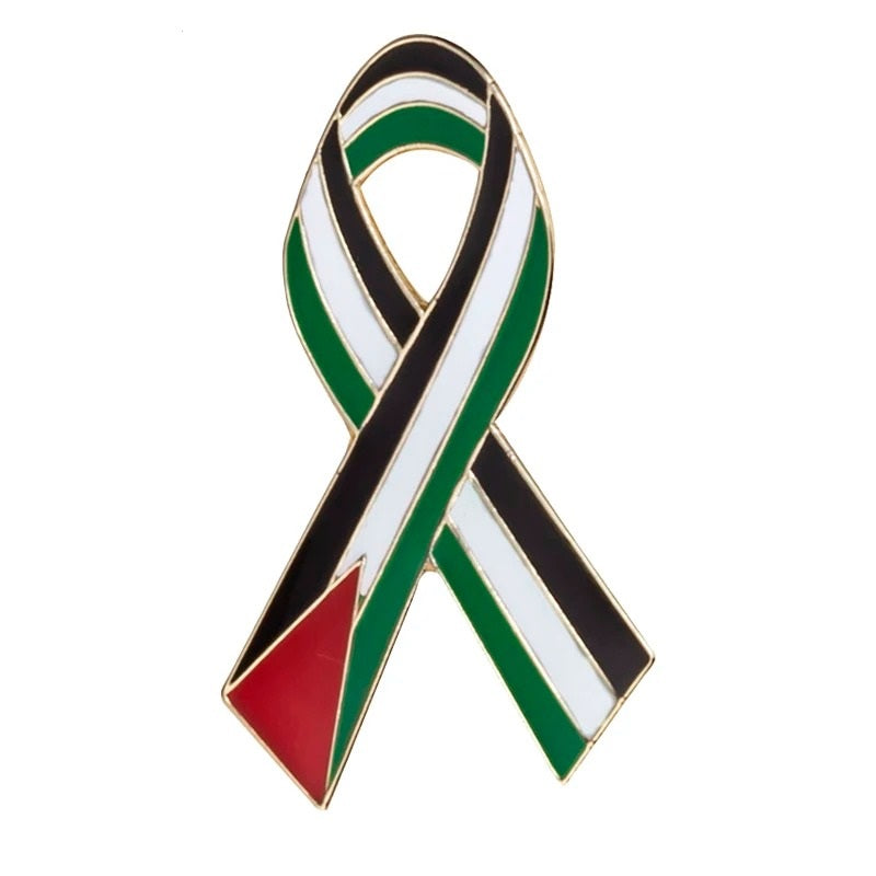 10 Pieces / Ribbon / 0.65 x 0.76 Inches (19 x 16 mm) Palestine Solidarity Pins (10 Pieces) | Project Palestine